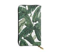 ESNAIUVCD Tropical Banana Palm Leaves Print Genuine Leather Women's,Men's Wallets,Multi-Functionclutch Purse,Zip Around Large Travel â€‹Mobile Phone Long â€‹Money Purses