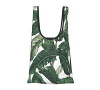 ESNAIUVCD Tropical Banana Palm Leaves Print Reusable, Foldable,Washable Grocery Bags Foldable In A Pouch Eco Tote Shopping Bag,Daily Shopping Loading