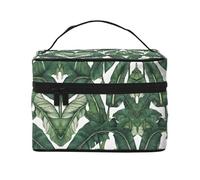 ESNAIUVCD Tropical Banana Palm Leaves Print Toiletry Bag Large Cosmetic Bag Travel Makeup Bag Organizer for Women
