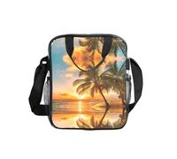 ESNAIUVCD Tropical Beach Palm Tree Sunset Print Men Women Transparent Pvc Shopping Bag Waterproof See Through Bag,With Handles For Lunch