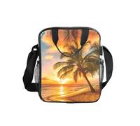 ESNAIUVCD Tropical Beach Palm Tree Sunset Print Men Women Transparent Pvc Shopping Bag Waterproof See Through Bag,With Handles For Lunch