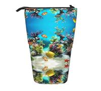 ESNAIUVCD Tropical Fish Print Personalized Retractable Pencil Case, Custom Signature Name Pencil Pouch for Students Kids Adults for School Office