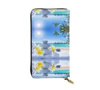 ESNAIUVCD Tropical Flower and Zen Stone Print Genuine Leather Women's,Men's Wallets,Multi-Functionclutch Purse,Zip Around Large Travel â€‹Mobile Phone Long â€‹Money Purses