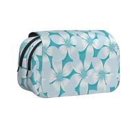 ESNAIUVCD Tropical Hibiscus Flowers Print Large Capacity Double Layer Pen Bag,Suitable for Boys, Girls and Adults,This Office Pen Bag with Compartment Design