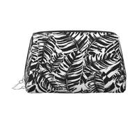 ESNAIUVCD Tropical Leaf Print Makeup Bag, Cosmetic Bag,Women Pu Leather Cosmetic Bags with Wrist Strap Travel Toiletry Pouch Makeup Bag