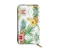 ESNAIUVCD Tropical Pineapple Print Genuine Leather Women's,Men's Wallets,Multi-Functionclutch Purse,Zip Around Large Travel â€‹Mobile Phone Long â€‹Money Purses