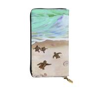 ESNAIUVCD Turtle Beach Print Genuine Leather Women's,Men's Wallets,Multi-Functionclutch Purse,Zip Around Large Travel â€‹Mobile Phone Long â€‹Money Purses