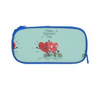 ESNAIUVCD Two Hearts Fall in Love On Bicycle Print Zipper Large Pencil Case,Durable Stationery Pencilcase Bag,Multifunctional Pencilcase Bag Penbag for School College Office Adult Girls and Boys