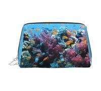 ESNAIUVCD Undersea World Print Makeup Bag, Cosmetic Bag,Women Pu Leather Cosmetic Bags with Wrist Strap Travel Toiletry Pouch Makeup Bag