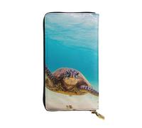 ESNAIUVCD Underwater Diving Sea Turtle Print Genuine Leather Women's,Men's Wallets,Multi-Functionclutch Purse,Zip Around Large Travel â€‹Mobile Phone Long â€‹Money Purses