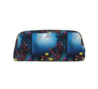 ESNAIUVCD Underwater Dolphins Coral Fish Print Pencil Bag Zipper Large Pencil Bag Work Travel - Multifunctional Pencil Case,Makeup Bag
