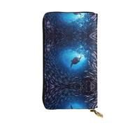 ESNAIUVCD Underwater Sea Lion Print Genuine Leather Women's,Men's Wallets,Multi-Functionclutch Purse,Zip Around Large Travel â€‹Mobile Phone Long â€‹Money Purses