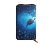 ESNAIUVCD Underwater Sea Lion Print Genuine Leather Women's,Men's Wallets,Multi-Functionclutch Purse,Zip Around Large Travel â€‹Mobile Phone Long â€‹Money Purses