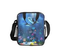 ESNAIUVCD Underwater World Dolphins Coral Print Men Women Transparent Pvc Shopping Bag Waterproof See Through Bag,With Handles For Lunch