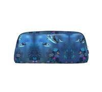 ESNAIUVCD Underwater World Dolphins Coral Print Pencil Bag Zipper Large Pencil Bag Work Travel - Multifunctional Pencil Case,Makeup Bag