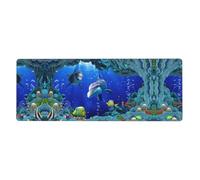 ESNAIUVCD Underwater World Fish Dolphi Print Extra Large Gaming Office Mouse Pad (31.5" X 11.8") â€“ Print, Premium Anti-Slip Desk Mat With Durable Stitched Edges
