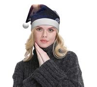 ESNAIUVCD Universe Galaxy Print Santa Hat Christmas Hat For Adult Soft Plush For Christmas New Year Festive Party Supplies