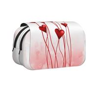 ESNAIUVCD Valentines Day Heart Shape Balloon Print Large Capacity Double Layer Pen Bag,Suitable for Boys, Girls and Adults,This Office Pen Bag with Compartment Design
