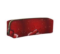 ESNAIUVCD Valentines Love Hearts Print Leather Pencil Case Zippered Pouch Portable Large Capacity Stationery Organizer Cosmetic Bag for School Office(2pcs)