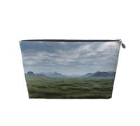 ESNAIUVCD Vast Grassland Expanse Print Travel Makeup Bag Organizer Leather - Travel Toiletry Bag for Women & Men, Organizing Pouches for Purse with Zipper