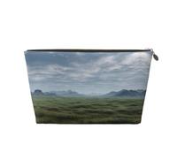 ESNAIUVCD Vast Grassland Expanse Print Travel Makeup Bag Organizer Leather - Travel Toiletry Bag for Women & Men, Organizing Pouches for Purse with Zipper