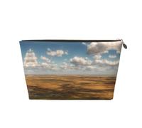 ESNAIUVCD Vast Grassland Expanse Print Travel Makeup Bag Organizer Leather - Travel Toiletry Bag for Women & Men, Organizing Pouches for Purse with Zipper