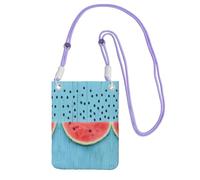 ESNAIUVCD Watermelon and Falling On Blue Background Print Carry A Mobile Phone Bag Diagonally,Crossbody Bag,Suitable for Carrying Mobile Phone Change, Etc