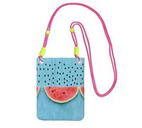 ESNAIUVCD Watermelon and Falling On Blue Background Print Carry A Mobile Phone Bag Diagonally,Crossbody Bag,Suitable for Carrying Mobile Phone Change, Etc