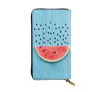 ESNAIUVCD Watermelon and Falling On Blue Background Print Genuine Leather Women's,Men's Wallets,Multi-Functionclutch Purse,Zip Around Large Travel â€‹Mobile Phone Long â€‹Money Purses