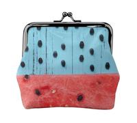 ESNAIUVCD Watermelon and Falling On Blue Background Print Kiss Lock Wallet Leather Coin Purse Ladies Money Pocket Iron Frame Compact Hand-Held Wallet