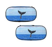 ESNAIUVCD Whale Tail Print Portable Pencil Pen Case Print Stationery Storage Bag Pouch Purse for Teenage Boys Student