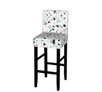 ESNAIUVCD White Parttern Print Bar Stool Covers,Bar Chair Covers With Back | Removable Washable Seat Covers For Short Rotating Dining Chair Bar Stool Chair(1pcs)