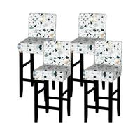 ESNAIUVCD White Parttern Print Bar Stool Covers,Bar Chair Covers With Back | Removable Washable Seat Covers For Short Rotating Dining Chair Bar Stool Chair(1pcs)