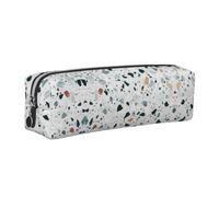 ESNAIUVCD White Parttern Print Leather Pencil Case Zippered Pouch Portable Large Capacity Stationery Organizer Cosmetic Bag for School Office(2PCS)