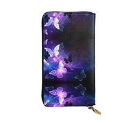ESNAIUVCD White Purple Butterflies Print Genuine Leather Women's,Men's Wallets,Multi-Functionclutch Purse,Zip Around Large Travel â€‹Mobile Phone Long â€‹Money Purses