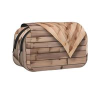 ESNAIUVCD Wood Heart Print Large Capacity Double Layer Pen Bag,Suitable for Boys, Girls and Adults,This Office Pen Bag with Compartment Design