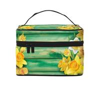 ESNAIUVCD Yellow Daffodils Flowers Print Toiletry Bag Large Cosmetic Bag Travel Makeup Bag Organizer for Women