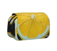 ESNAIUVCD Yellow Lemon Print Large Capacity Double Layer Pen Bag,Suitable for Boys, Girls and Adults,This Office Pen Bag with Compartment Design