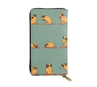 ESNAIUVCD Yoga Pug Print Genuine Leather Women's,Men's Wallets,Multi-Functionclutch Purse,Zip Around Large Travel ​Mobile Phone Long ​Money Purses