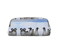 ESNAIUVCD Young Penguins with Snow Print Pencil Bag Zipper Large Pencil Bag Work Travel - Multifunctional Pencil Case,Makeup Bag
