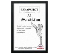 ESNAPSHOT Black Picture Frame in Size A1(59.4×84.1cm)- with Clear Perspex Sheet-Portrait Landscape Wall Mountable Frames Modern Picture Hang Hook Frame Display For Home Office Wall Décor.