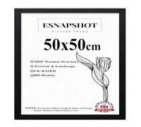 ESNAPSHOT Modern 50x50CM Black Square Photo Frame Wall Mounting-Made of Solid Wood-clear Perspex Sheet-Room Décor,Gallery Wall Art-Metal Hanging Hooks.