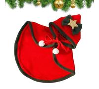Esncddym Dog Christmas Cloak - Soft Cat Holiday Costume,Warm Pet Cloak With Stars Bow Hat And Pompoms Pet Supplies Accessories