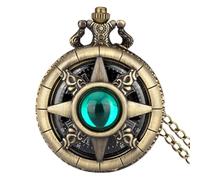 Esncddym Gemstone Pocket Watch,Hand Winding Gemstone Pocket Watch with Chain - Vintage Copper Mechanical Pocket Watch for Father's Day, Male Husband