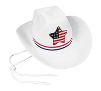 Esncddym Mens Cowboy Hat,Flag 4th of July Patriotic Cowboy Hat | Classic Costume Accessory, Wide Brim Western Felt Headwear for Party Parade