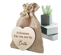 Esncddym Why You Are My Friend Wooden Box,Wood Heart Tokens Jute Bag - Decorative Reasons Why You are My Friend Unique Friendship for Friends