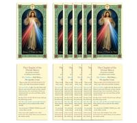 ESNOY 10 Pack Divine Mercy Prayer Cards - Catholic Divina Misericordia The Protector - Holy Card with Prayer