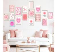 Esoes 16 Piece Unframed Pink Wall Art Posters Gradient Aura Canvas Print Preppy Room Decor Affirmation Home Decor Lovely Aesthetic Butterfly Printing for Bathroom Living Room Bedroom Girl Apartment