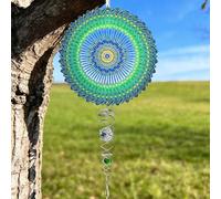 Esoes 30cm Metal Wind Spinner 3D Hanging Rotating Wind Chimes with Pendant