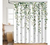 Esoes Eucalyptus Leafs Shower Curtain 180x180cm Sage Green Bathroom Curtain | Watercolor Laef Pant Shower Curtains for Bathroom Waterproof Polyester Fabric with 12 Hooks